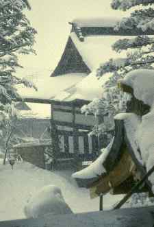 Shinto shrine in snow